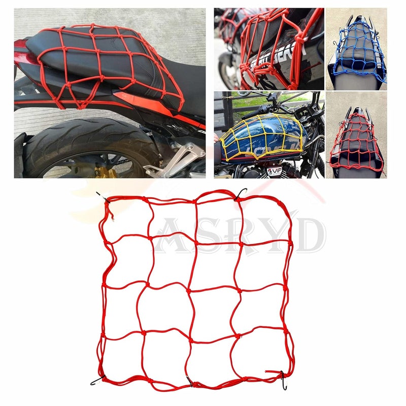 Asryd Universal Bungee Cargo Luggage Net Holder for Bike and Motorcycle - Strong and Elastic 30 x 30cm Mesh Rope Straps for Holding Bags, Helmet or Box for Bike Duke 250 (1.Pcs) - Image 2