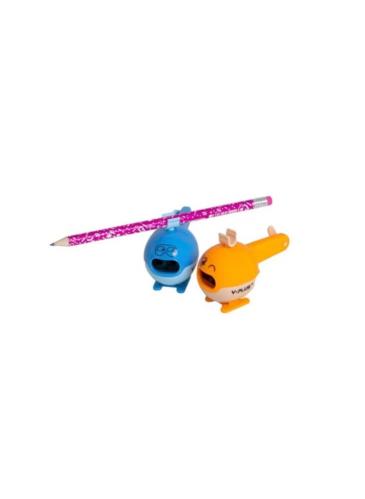 YPLUS Student Cartoon Shape Safety Sharpener - HELICOPTER - Image 2