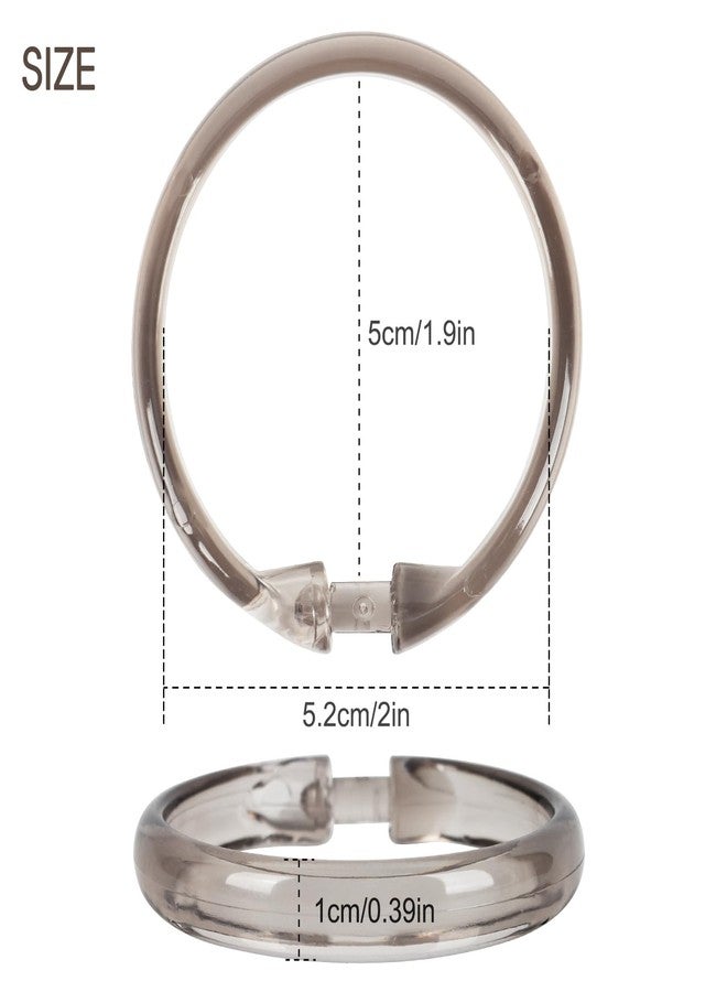 Qulable Shower Curtain Rings-12 Pack- Plastic Shower Curtain Hooks O-Shaped Rings Hook Glide Easily on Bathroom Shower Rod(Transparent Gray) - Image 2