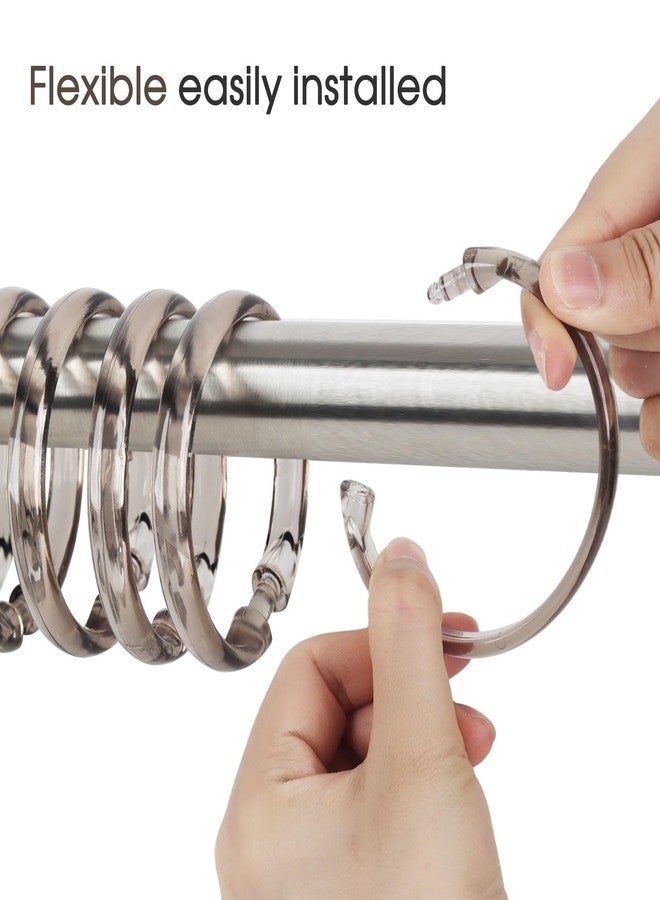 Qulable Shower Curtain Rings-12 Pack- Plastic Shower Curtain Hooks O-Shaped Rings Hook Glide Easily on Bathroom Shower Rod(Transparent Gray) - Image 4
