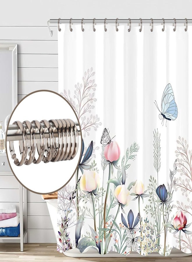 Qulable Shower Curtain Rings-12 Pack- Plastic Shower Curtain Hooks O-Shaped Rings Hook Glide Easily on Bathroom Shower Rod(Transparent Gray) - Image 5