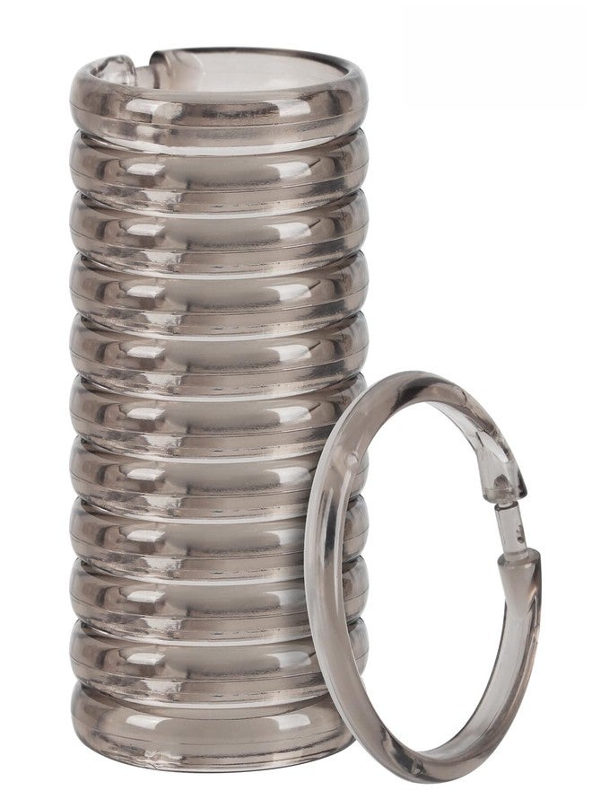 Qulable Shower Curtain Rings-12 Pack- Plastic Shower Curtain Hooks O-Shaped Rings Hook Glide Easily on Bathroom Shower Rod(Transparent Gray) - Image 1