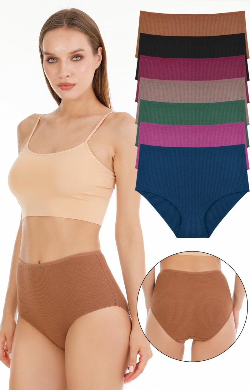 Sensu Women's Ribbed High Waist 7-Piece Panties Set - KTS3080 - Image 1