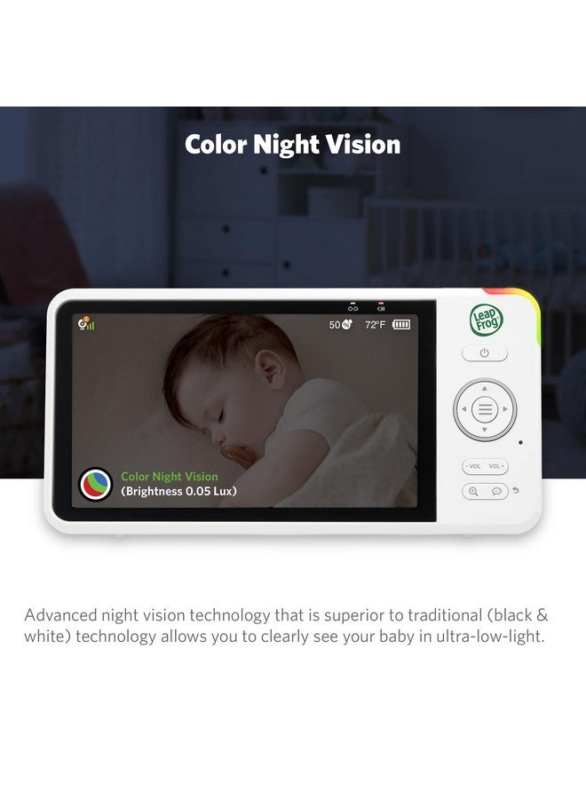 LeapFrog LF1726FHD Baby Monitor, 5.5' 1080p Screen, Up to 2500 ft Range, Pan-Tilt-Zoom, Night Light, Color Night Vision, Soothing Sounds, Secure Transmission, Secure Transmission No WiFi - Image 4