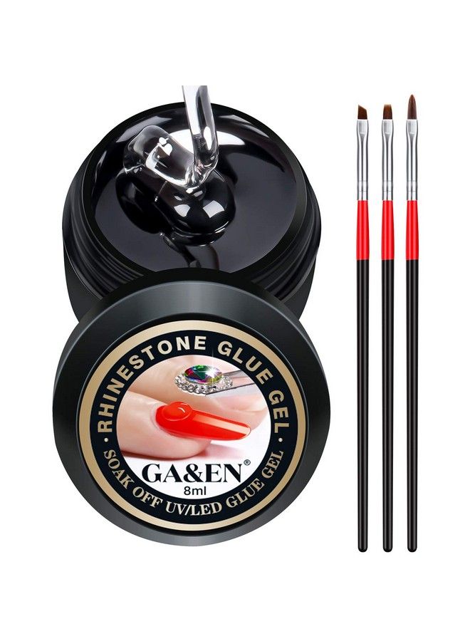 GA&EN Nail Art 8Ml/One Jar Of Wipeoff Rhinestone Glue Gel Adhesive Resin Gem Jewelry Diamond Polish Clear Decoration With Pen Tools (Led Light Cure Needed) Thicker&More Sticky Than Others - Image 2