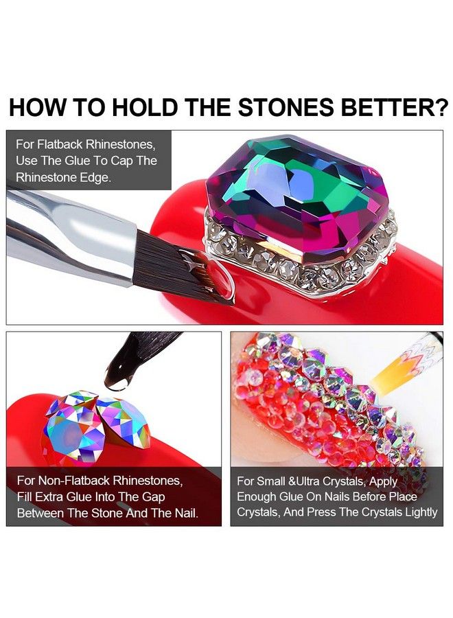 GA&EN Nail Art 8Ml/One Jar Of Wipeoff Rhinestone Glue Gel Adhesive Resin Gem Jewelry Diamond Polish Clear Decoration With Pen Tools (Led Light Cure Needed) Thicker&More Sticky Than Others - Image 4