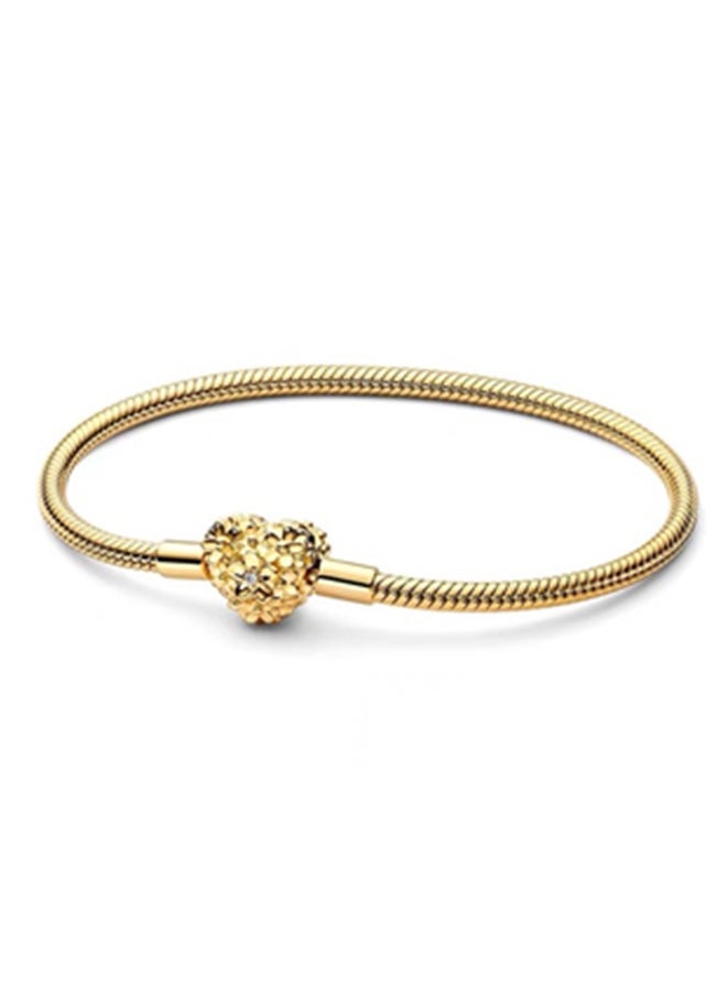 PANDORA - Pandora heart-shaped daisy chain clasp snake bone chain bracelet - Image 1
