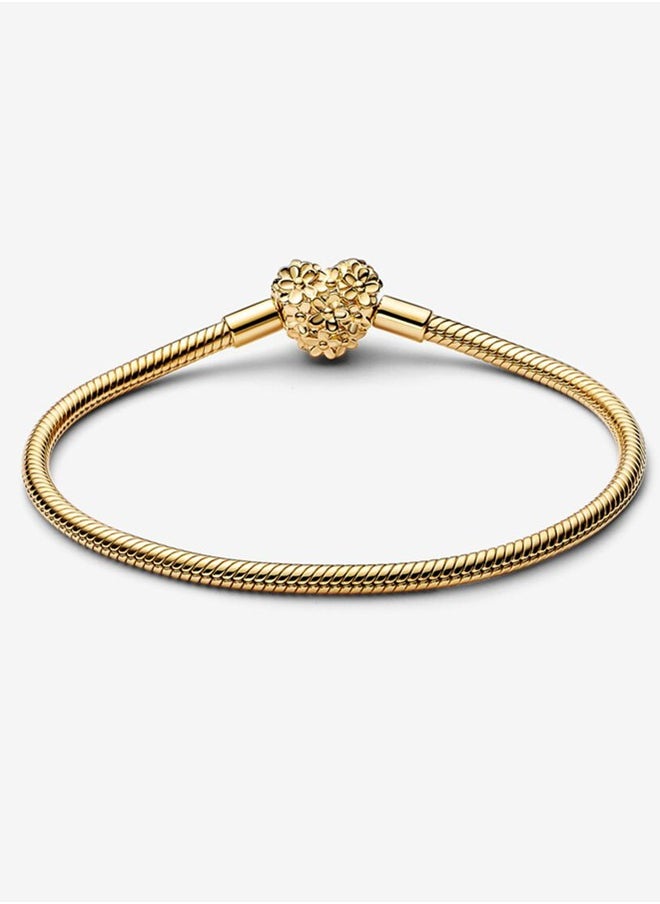 PANDORA - Pandora heart-shaped daisy chain clasp snake bone chain bracelet - Image 1