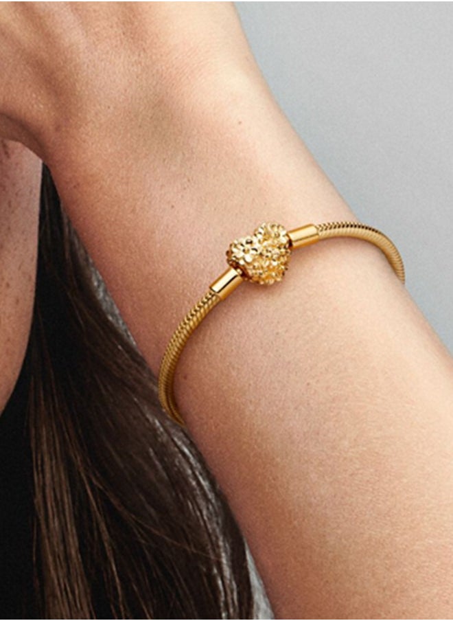 PANDORA - Pandora heart-shaped daisy chain clasp snake bone chain bracelet - Image 1