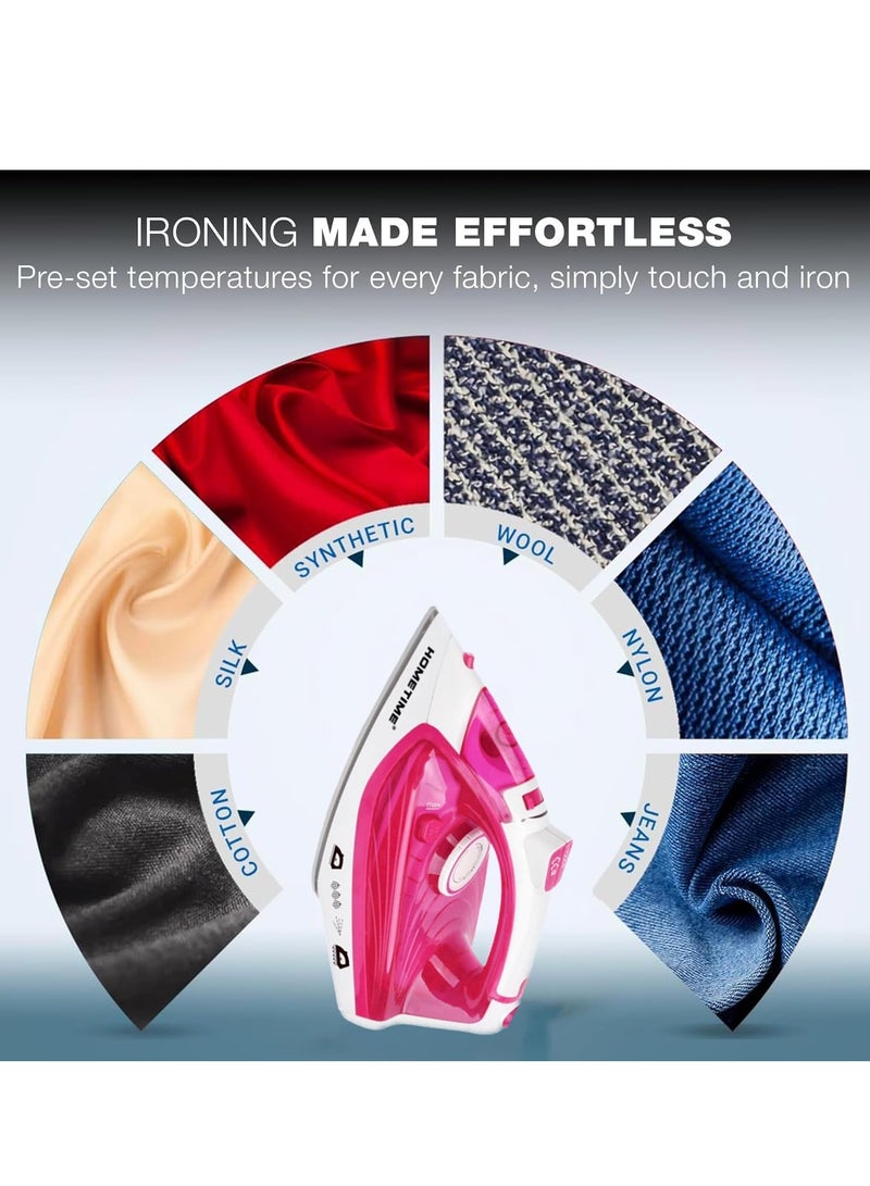 Wtrtr Wtrtr HOMETIME 2200W Steam Iron,Ceramic Coated Sole plate,1 Years Warranty.2069-R (Light Red)  - Image 2