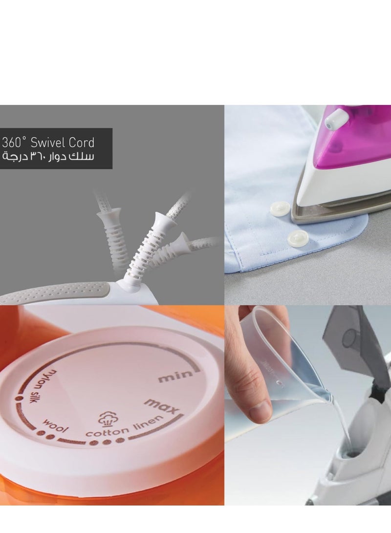 Wtrtr Wtrtr HOMETIME 2200W Steam Iron,Ceramic Coated Sole plate,1 Years Warranty.2069-R (Light Red)  - Image 5