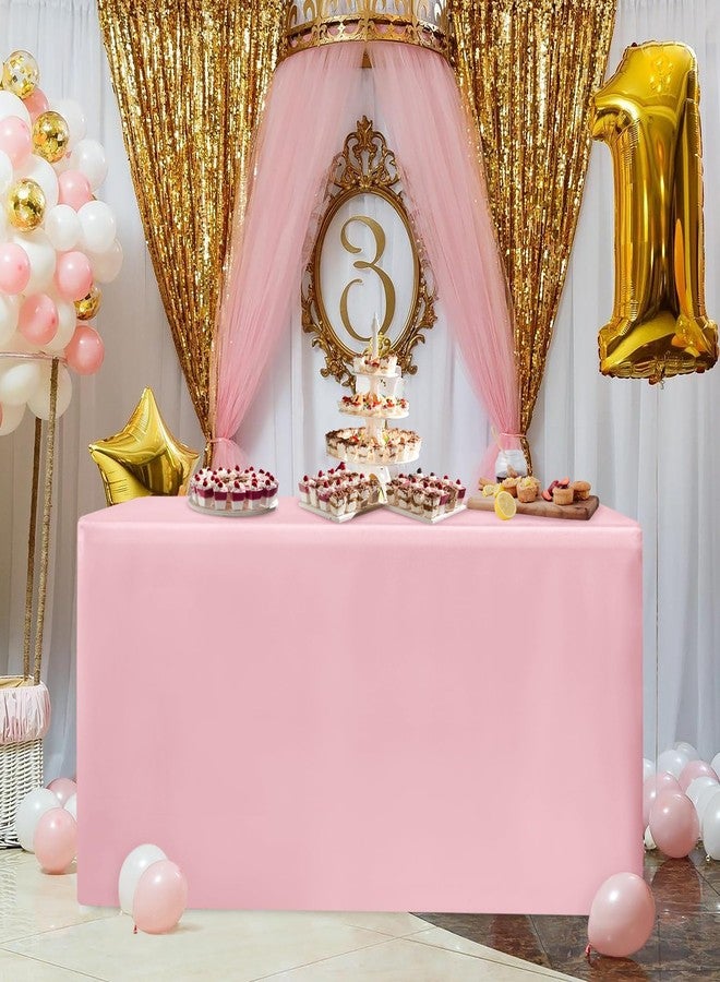 HolidayIdeas Fitted Pink Tablecloths for 6 Foot Tables - 72 x 30 Inch - 2 Pack Rectangle Polyester Fabric Table Cover for Folding Table, Valentines Parties, Birthday, Trade Show - Image 3