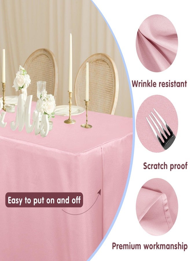 HolidayIdeas Fitted Pink Tablecloths for 6 Foot Tables - 72 x 30 Inch - 2 Pack Rectangle Polyester Fabric Table Cover for Folding Table, Valentines Parties, Birthday, Trade Show - Image 2