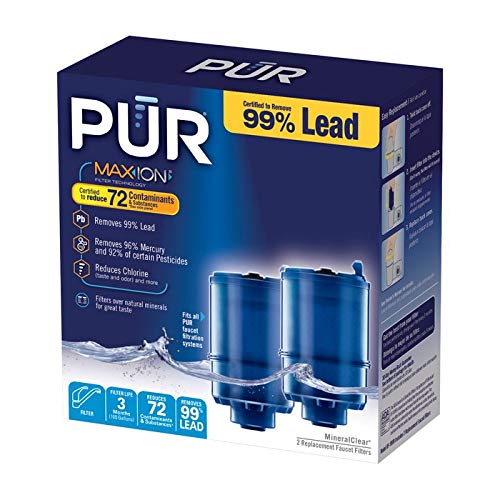Kaz PUR Plus Faucet Mount Replacement Filter 2-Pack, Genuine PUR Filter, 3-in-1 Powerful, Natural Mineral Filtration, Lead Removal, 6-Month Value, Blue (RF99992) - Image 1