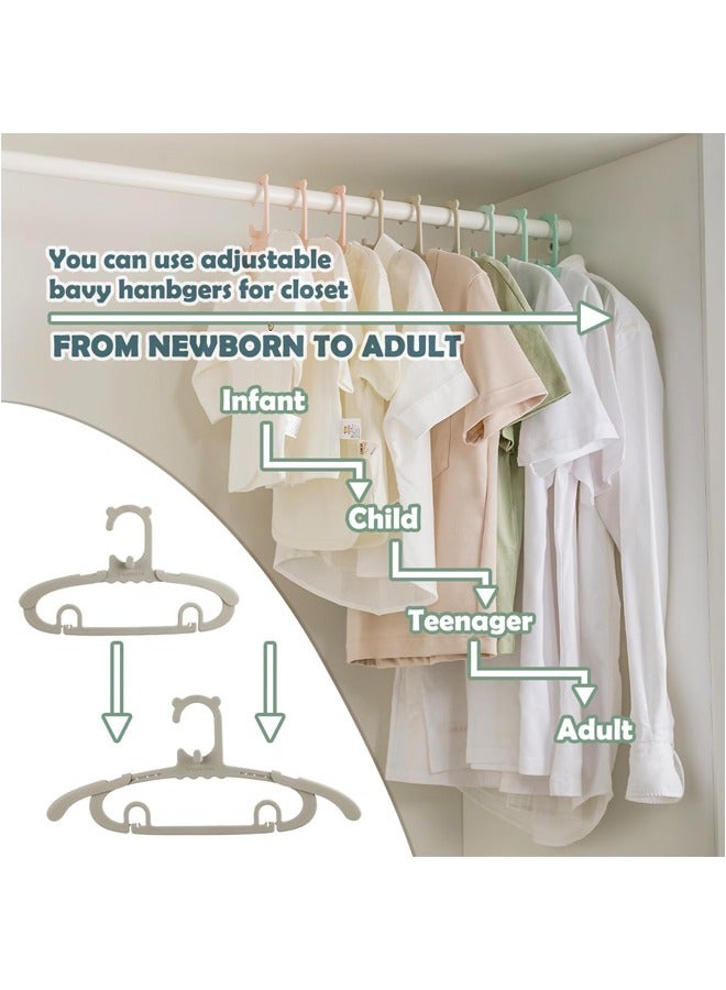 HAPPINESS 20 قطعة من شماعات الأطفال البلاستيكية القابلة للتعديل والمضادة للانزلاق مقاس 11-14.7 بوصة للخزانة وغرفة الأطفال (وردي) - Image 3