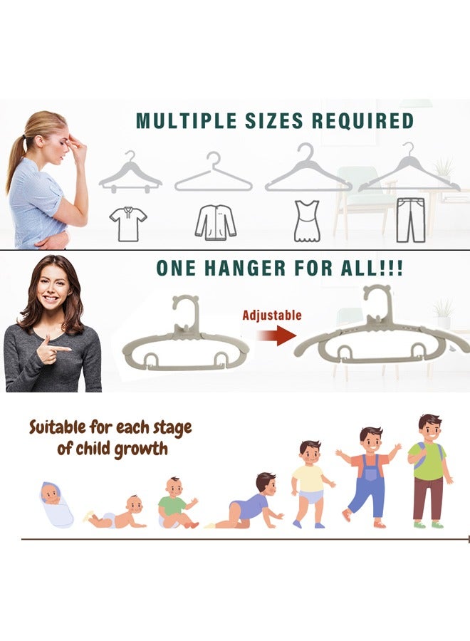 HAPPINESS 20 قطعة من شماعات الأطفال البلاستيكية القابلة للتعديل والمضادة للانزلاق مقاس 11-14.7 بوصة للخزانة وغرفة الأطفال (وردي) - Image 5