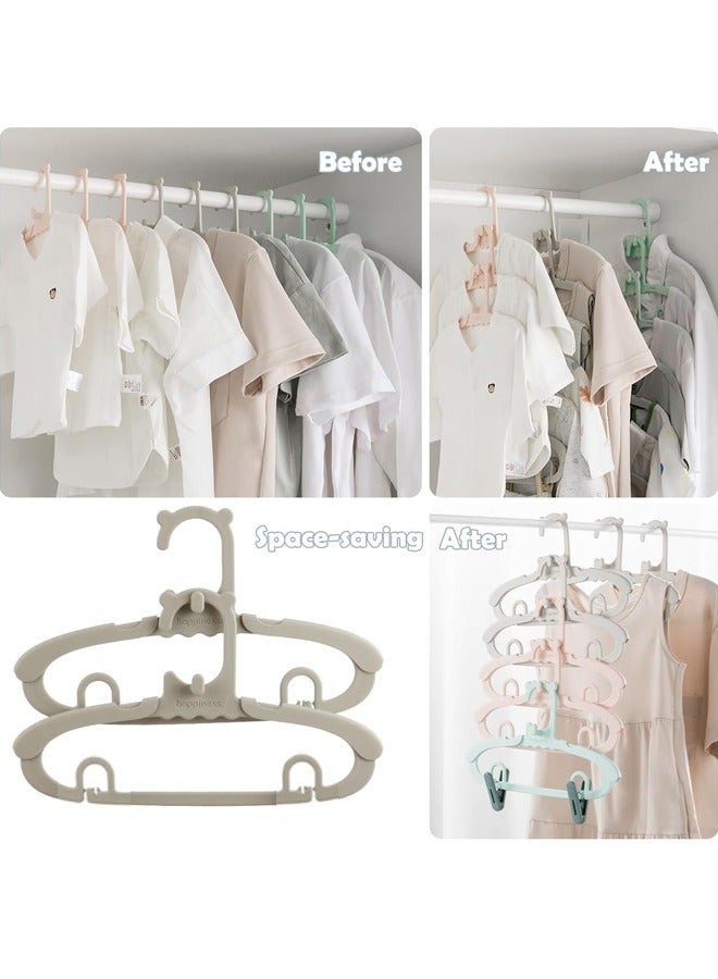 HAPPINESS 20 قطعة من شماعات الأطفال البلاستيكية القابلة للتعديل والمضادة للانزلاق مقاس 11-14.7 بوصة للخزانة وغرفة الأطفال (وردي) - Image 4