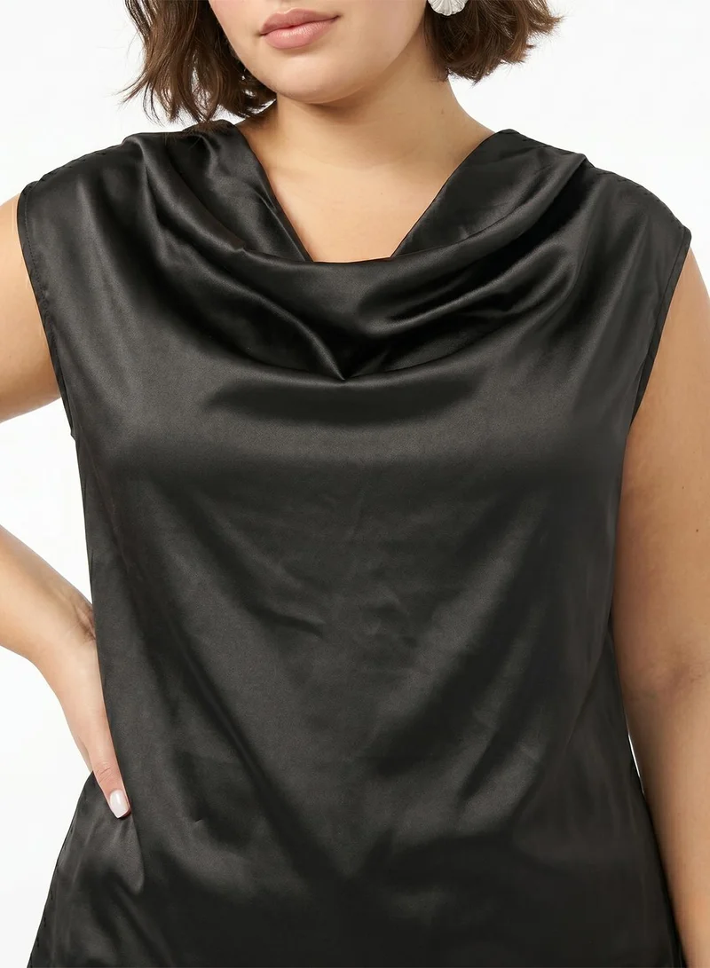 Ginger Plus Satin Cowl Neck Top