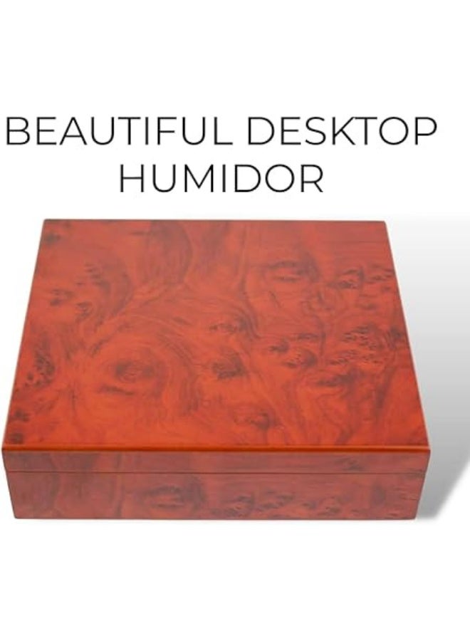 Cigar volunteer holds 25-50 cigars - Smart volunteer with hygrometer and humidifier - Multi-colored cedar wood cigar box for humidity control - Image 2