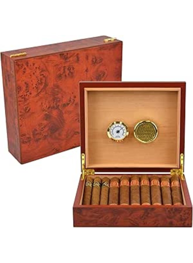 Cigar volunteer holds 25-50 cigars - Smart volunteer with hygrometer and humidifier - Multi-colored cedar wood cigar box for humidity control - Image 3