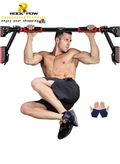 Rock Pow Pull Up Bar for Doorway Chin Up Bar Door Frame No Screw Upper Body Workout Bar with Locking Portable Adjustable Width Gym System Trainer Wall Mounted Door Exercise Equipment for Home Fitness  - Image 1