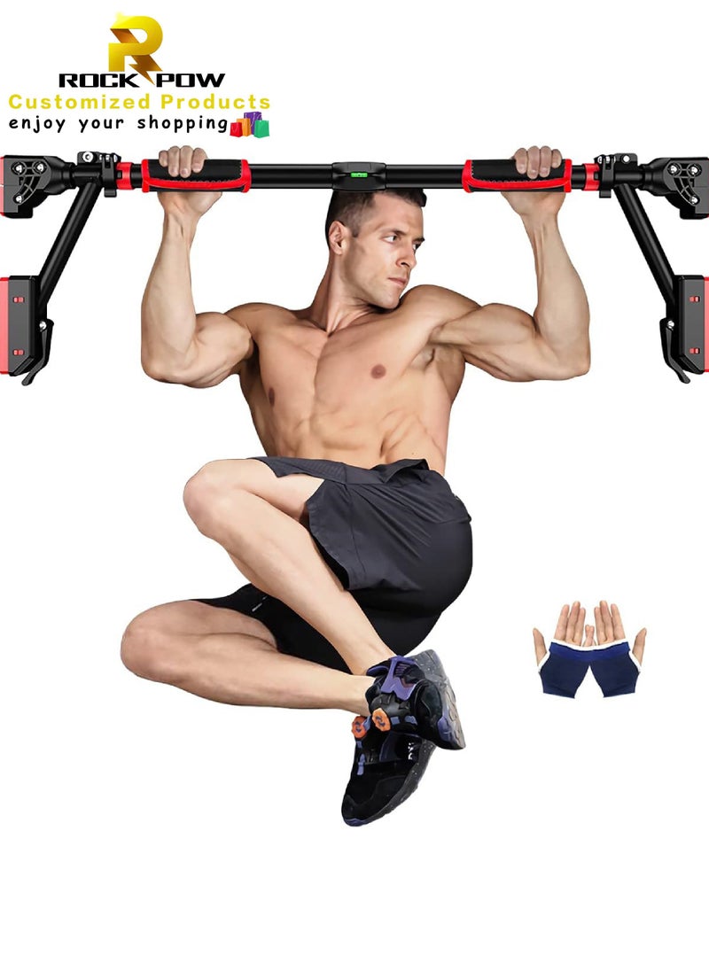 Rock Pow - Pull Up Bar for Doorway Chin Up Bar Door Frame No Screw Upper Body Workout Bar with Locking Portable Adjustable Width Gym System Trainer Wall Mounted Door Exercise Equipment for Home Fitness - Image 1