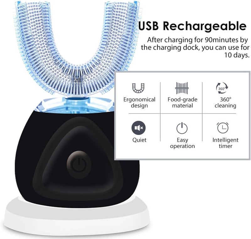 EITVLAGE 360 Ultrasonic Toothbrush, Automatic Toothbrushes Auto Sonic Tooth Brush, Teeth whitening Brush with Timer & Wireless Charging 360° Ultrasonic Electric Toothbrush for Adult - Image 5
