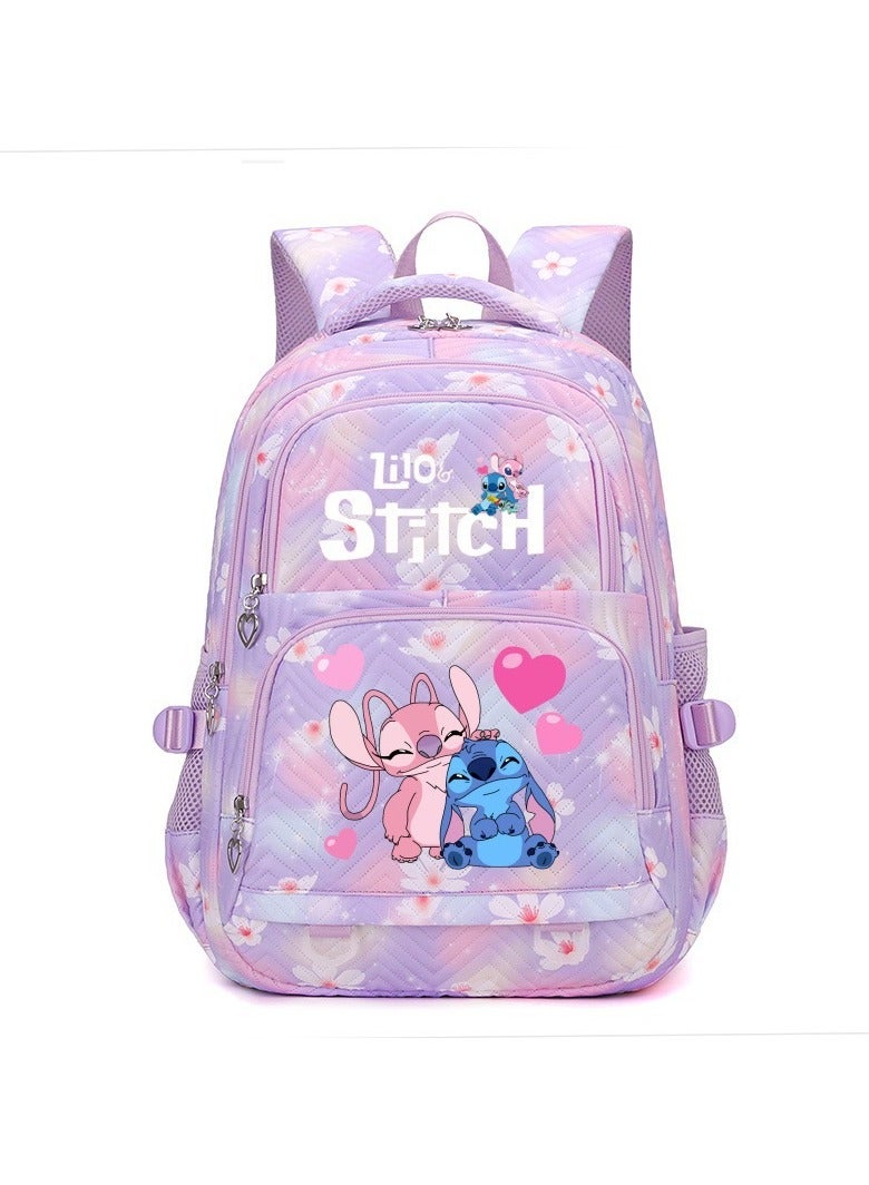Stitch cartoon print embossed large capacity schoolbag for primary and secondary school students cute backpack light and fashionable backpack 31*43*16CM