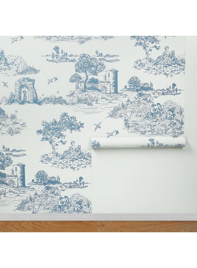 وينمر ورق حائط WENMER Toile القابل للتقشير واللصق، مقاس 17.7 بوصة × 590 بوصة، ورق حائط أزرق وأبيض، ورق حائط فرنسي عتيق قابل للإزالة، مناسب لغرفة النوم وغرفة المعيشة - Image 4