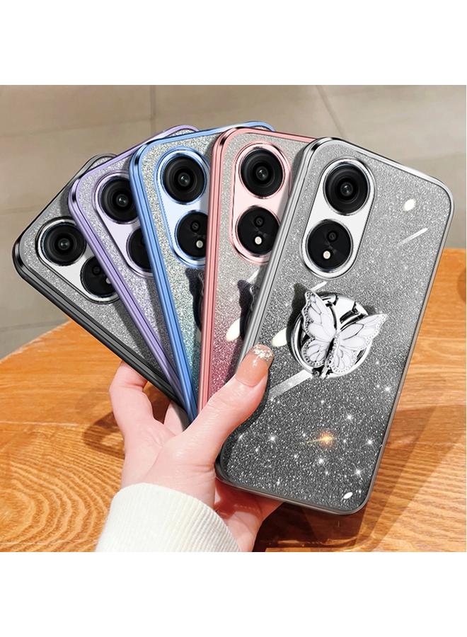 اس-توب جراب لهاتف OPPO A1 Pro، جراب هاتف TPU بحامل على شكل فراشة بلون متدرج لامع - Image 2