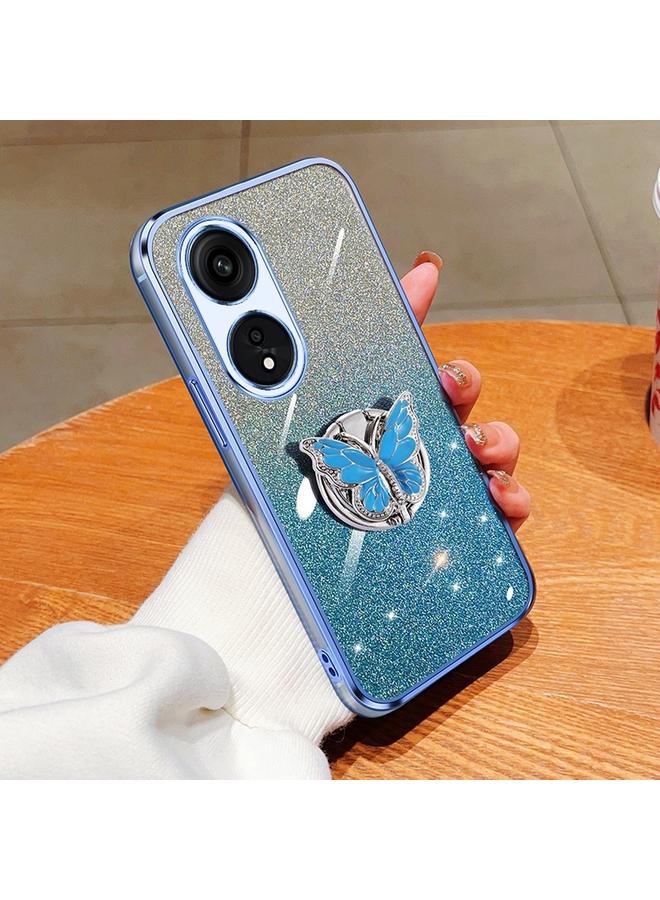 اس-توب جراب لهاتف OPPO A1 Pro، جراب هاتف TPU بحامل على شكل فراشة بلون متدرج لامع - Image 1