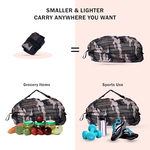 PRIME PICK Travel Tote Shopping Bag Foldable Large Capacity Portable Shoulder Handbag Waterproof Storage Bag with Zipper Pouch for Travel Grocery Use Camouflage - Image 2
