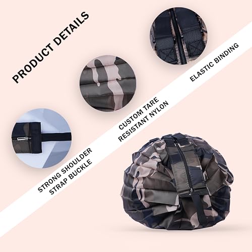 PRIME PICK Travel Tote Shopping Bag Foldable Large Capacity Portable Shoulder Handbag Waterproof Storage Bag with Zipper Pouch for Travel Grocery Use Camouflage - Image 3