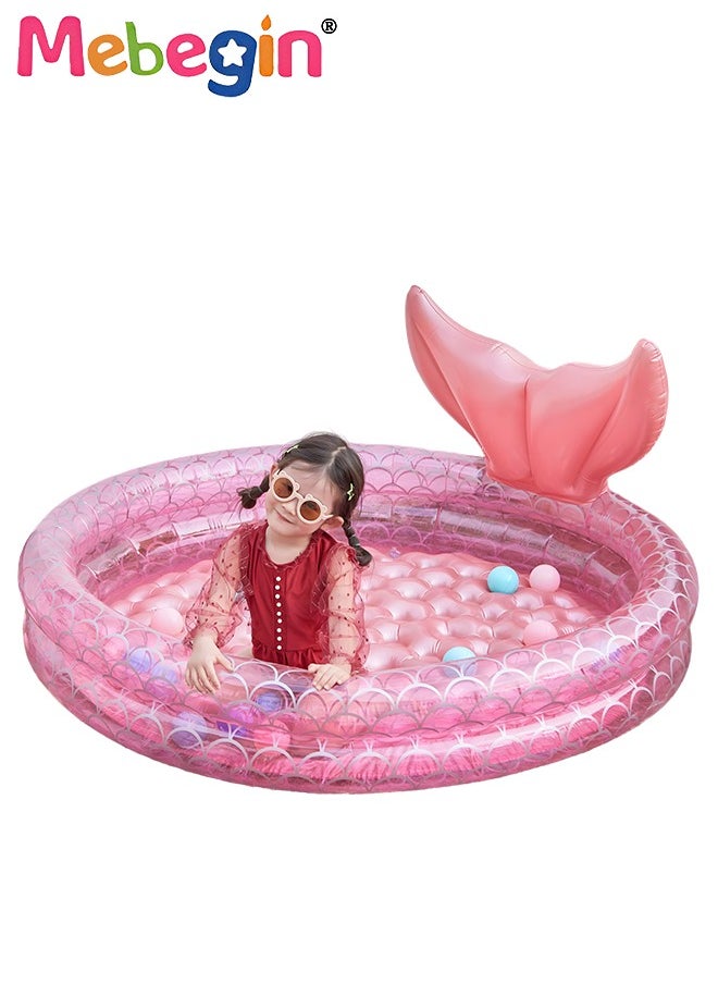 MEBEGIN Kids Inflatable Mermaid Paddling Pool, Safe Inflatable Swimming Pool with Enchanting Mermaid Tail Design, 120cm Diameter, Crafted with High-quality Materials, Suitable for Outdoor, Garden, Backyard and Summer Water Party  - Image 1