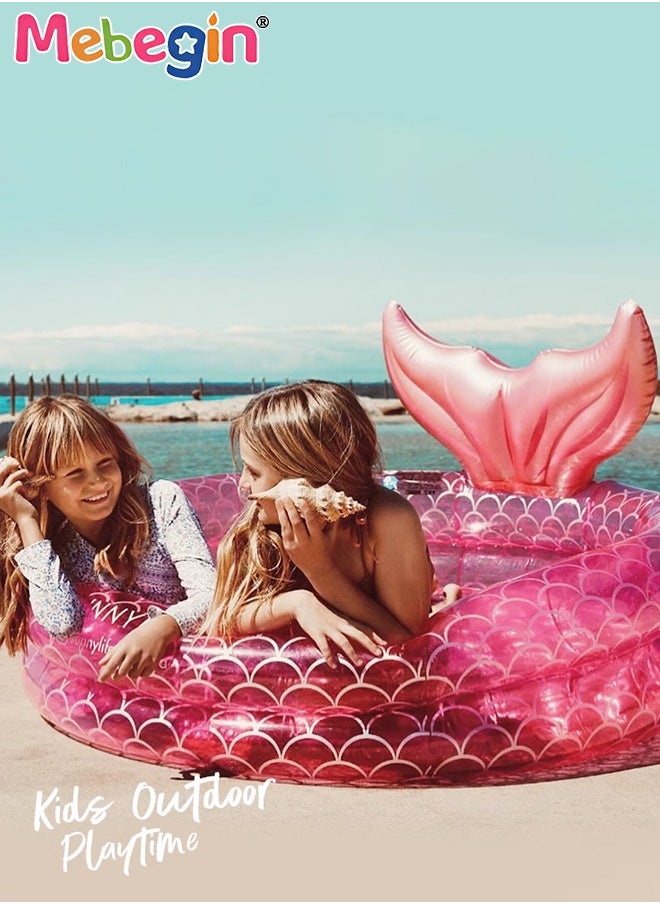 MEBEGIN Kids Inflatable Mermaid Paddling Pool, Safe Inflatable Swimming Pool with Enchanting Mermaid Tail Design, 120cm Diameter, Crafted with High-quality Materials, Suitable for Outdoor, Garden, Backyard and Summer Water Party  - Image 3