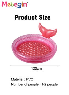 MEBEGIN Kids Inflatable Mermaid Paddling Pool, Safe Inflatable Swimming Pool with Enchanting Mermaid Tail Design, 120cm Diameter, Crafted with High-quality Materials, Suitable for Outdoor, Garden, Backyard and Summer Water Party  - Image 4