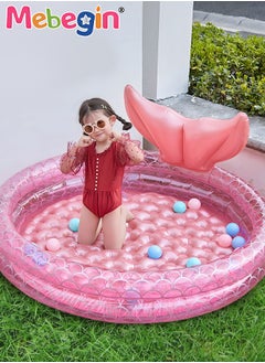 MEBEGIN Kids Inflatable Mermaid Paddling Pool, Safe Inflatable Swimming Pool with Enchanting Mermaid Tail Design, 120cm Diameter, Crafted with High-quality Materials, Suitable for Outdoor, Garden, Backyard and Summer Water Party  - Image 2
