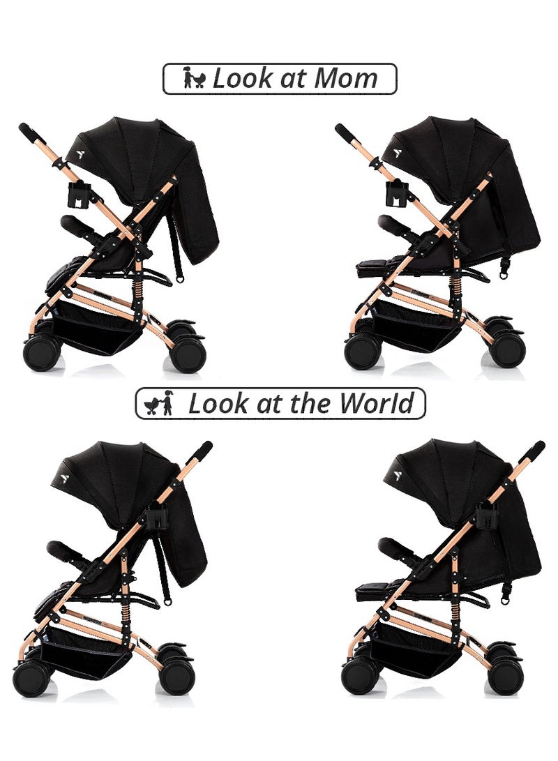 TEKNUM Reversible Trip Stroller With Ace Diaper Bag - Black - Image 4