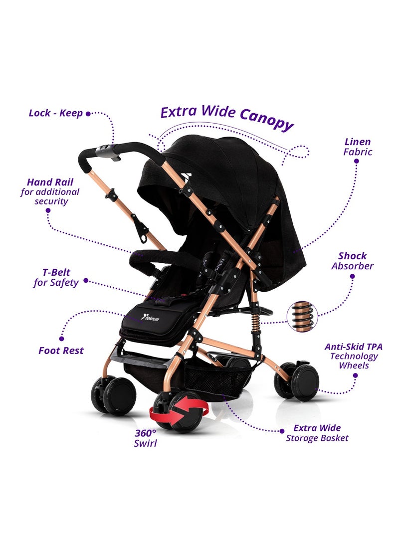TEKNUM Reversible Trip Stroller With Ace Diaper Bag - Black - Image 5