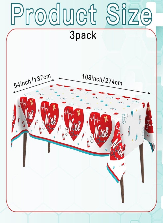 WSepascI Nurse Graduation Tablecloth, 3Pcs Nurse Week Table Cloth Disposable, Rectangular Plastic Table Covers for 2026 Nurses Week Medical School RN Nursing Graduation Party Decoration Supplies, 54 x 108 Inch - Image 2