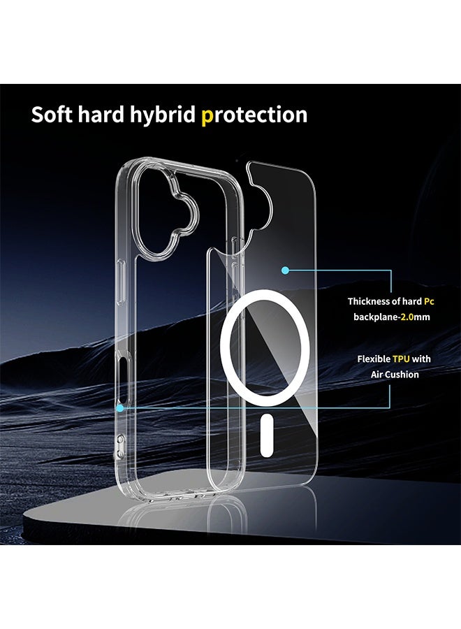 Magnetic Case Compatible with iPhone 17, Magnetic Cover Anti Scratch Shockproof Anti-Yellowing Protective Phone Case - Clear - Image 2