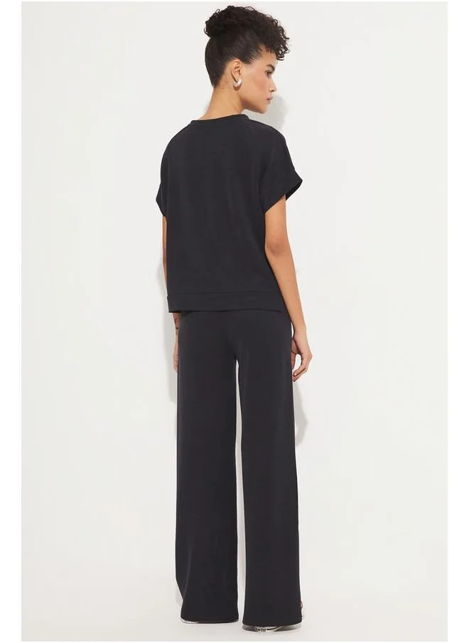 جون June Basic Tshirt-Trouser Set Smoked