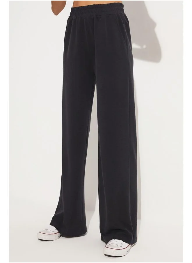 جون June Basic Tshirt-Trouser Set Smoked