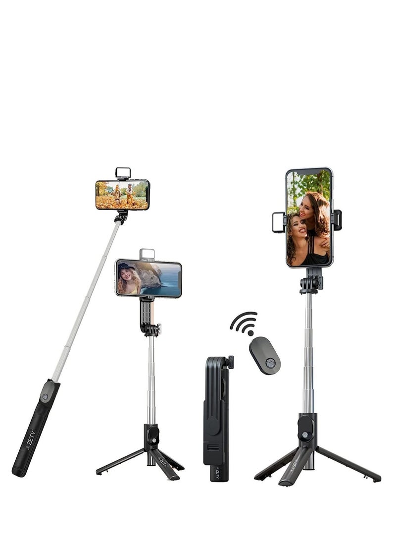 East Lady - Selfie Stick,100cm Extendable Upgrade Quadripod, Travel Tripod for iPhone with Rechargeable Remote, Phone Tripod for Group Selfies/Live Streaming, Compatible with Most Cellphones - Image 1