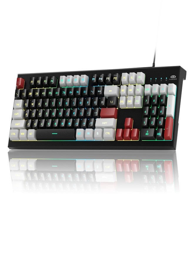 MageGee Creamy Keyboard,K2 Keyboard Wired RGB Backlit 104 Keys Waterproof Ergonomic Keyboards,PC for PC/loptop/MAC - Knight Red - Image 1