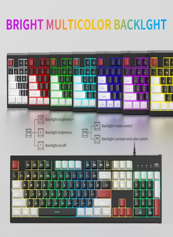 MageGee Creamy Keyboard,K2 Keyboard Wired RGB Backlit 104 Keys Waterproof Ergonomic Keyboards,PC for PC/loptop/MAC - Knight Red - Image 2