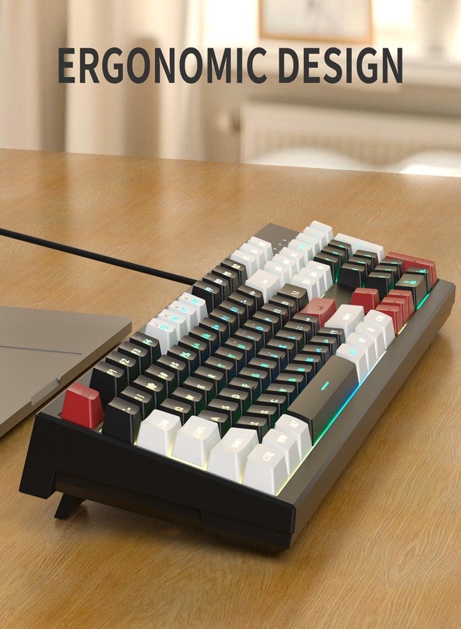 MageGee Creamy Keyboard,K2 Keyboard Wired RGB Backlit 104 Keys Waterproof Ergonomic Keyboards,PC for PC/loptop/MAC - Knight Red - Image 3