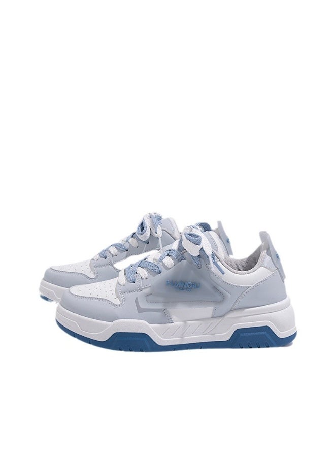 HUANQIU Men's Chunky Sole Sneakers - Stylish Breathable Casual Shoes | Blue-White Trendy Platform Sneakers for Daily & Streetwear 2025 39SIZE