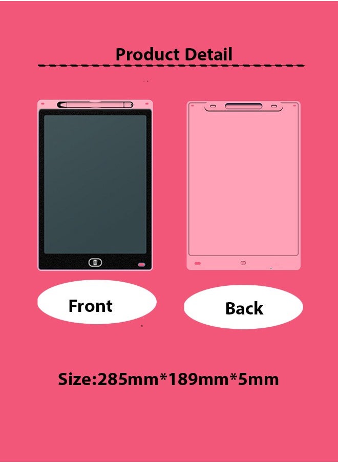 Generic LCD Writing Tablet for Kids, 12 Inch Colorful Doodle Board Drawing Pad, Erasable Electronic Painting Pads, Reusable Writing Pad, with Lock Function Educational Toy Gift for Girls Boys Toddlers (Pink)  - Image 2
