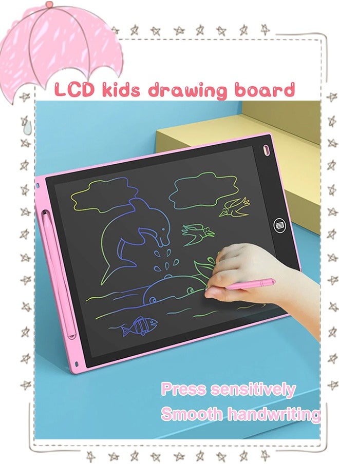 Generic LCD Writing Tablet for Kids, 12 Inch Colorful Doodle Board Drawing Pad, Erasable Electronic Painting Pads, Reusable Writing Pad, with Lock Function Educational Toy Gift for Girls Boys Toddlers (Pink)  - Image 1